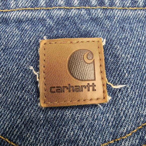 Carhartt Jeans Mens 36x32 Blue Flannel Lined Relaxed Fit B172 DST Denim Workwear - Picture 15 of 16